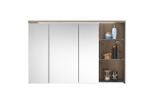 Badezimmerspiegelschrank >Memphis< Grau / Artisan Eiche Dekor - 110x70x20 (BxHxT)