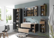 Hängeschrank >Memphis< Grau / Artisan Eiche Dekor - 50x176x31cm (BxHxT)