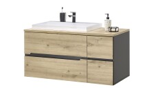 Badezimmer-Set >Memphis< (5-tlg. ) Grau / Artisan Eiche Dekor - 230x176x53 (BxHxT)