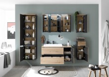 Badezimmer-Set >Memphis< (5-tlg. ) Grau / Artisan Eiche Dekor - 230x176x53 (BxHxT)