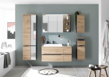 Badezimmer-Set >Memphis< (4-tlg. ) Grau / Artisan Eiche Dekor - 160x176x53 (BxHxT)
