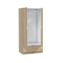 Kleiderschrank >GARONA< 2 Türen, 1 Schublade, in Canadian Eiche Dekor - 80x170x51 (BxHxT)