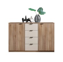 Sideboard >Danao< in Mauvella Oak / Kashmir, Dekor - 140x89,5x38cm (BxHxT)