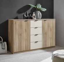 Sideboard >Danao< in Mauvella Oak / Kashmir, Dekor - 140x89,5x38cm (BxHxT)