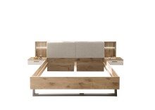 Bettanlage >Daria< Liegefl. 180x200cm, Viking Oak hell / Weiß - 297,6x98,8x222,4 (BxHxT)