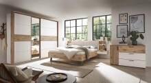 Bettanlage >Daria< Liegefl. 180x200cm, Viking Oak hell / Weiß - 297,6x98,8x222,4 (BxHxT)