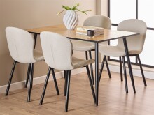Essgruppe >Wilma< (5-teilig) in beige / Wildeiche...