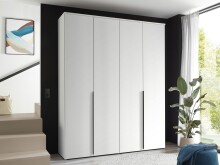 Drehtürenschrank >Kevo< 4 Türen, 2 Stangen, 2 Böden, Weiß, Dekor - 180x225x52cm (BxHxT)