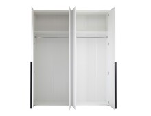 Drehtürenschrank >Kevo< 4 Türen, 2 Stangen, 2 Böden, Weiß, Dekor - 180x225x52cm (BxHxT)