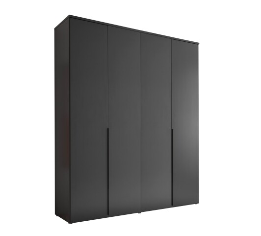 Drehtürenschrank >Kevo< 4 Türen, 2 Stangen, 2 Böden, Graphit, Dekor - 180x225x52cm (BxHxT)