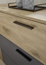 Schlafzimmer-Set >Daria< (4-teilig) Kleiderschrank, Bett, Kommode, Viking Oak Dekor  / Graphit