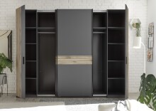 Schlafzimmer-Set >Daria< (2-teilig) Kleiderschrank, Bett, Viking Oak Dekor / Graphit