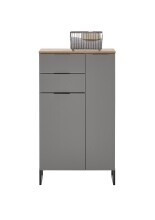 Badkommode >Denver< 2 Türen/Schübe, grau matt / evoke eiche - 60x106x32 (BxHxT)