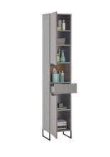 Badezimmer-Set >Denver< (4-tlg.) in grau / Evoke Eiche Dekor - 200x195x35 (BxHxT)