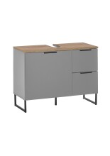 Badezimmer-Set >Denver< (3-tlg.) in grau matt / Evoke Eiche Dekor - 160x195x35 (BxHxT)