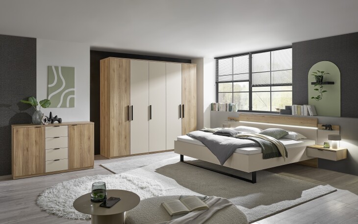 Schlafzimmer-Set >Danao< (3-teilig) in Mauvella Oak Dekor / Kashmir