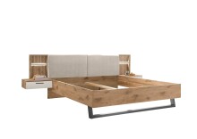 Schlafzimmer-Set >Daria< (3-teilig) Kleiderschrank, Doppelbett, Kommode,  Viking Oak / weiss