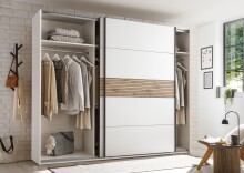 Schlafzimmer-Set >Daria< (3-teilig) Kleiderschrank, Passepartout, Bett, Viking Oak / weiss