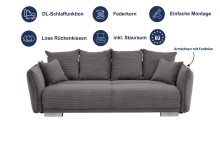 Schlafsofa >Phedra< in 9754 Corto grau-braun, Mikrofaser - 242x91x131cm (BxHxT)