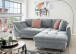 Polsterecke >Allin< Schlaffunktion, 6 Kissen, Bezug Grau / Flamingo - 250x66x190 (BxHxT)