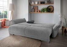 Schlafsofa >Phedra< in 9752 Corto silber, Mikrofaser/Stoff - 242x90x131 (BxHxT)