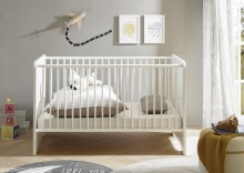 Babybett >Spice< in Weiß / Weiß Hochglanz - 78x87x143 (BxHxT)