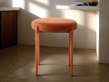 Sitzhocker (4er-Set) >PELICAN< in rostfarbig, Stoff und Stahl - 40x48x40cm (BxHxT)