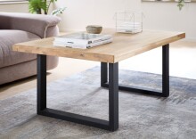 Couchtisch >Chris U< U-Metall-Gestell schwarz, Eiche massiv - 110x47x70 (BxHxT)