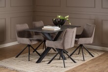 Drehstuhl >Eddie< (2er-Set) Spidergestell schwarz, Bezug in braun - 59x81x56 (BxHxT)