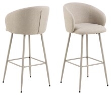 Barhocker >Eleanor< (2er-Set) 4-Fußgestell, in Stoff beige - 54x105x52 (BxHxT)