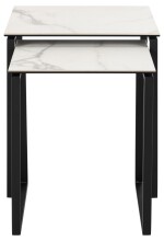 Satztisch >Katrine< (2er-Set) Glas-Keramik, weiss - 50x55x50 + 43x43x50 cm (BxHxT)