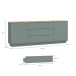 Sideboard >GANYMEDE< 2 Türen, Mauvella Eiche / salbeifarbig - 224,5x85,7x41,3cm (BxHxT)