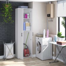 Mehrzweckschrank >LAUNDRY< 2 Türen, 2 Böden, Artik Weiß - 60x206x40 (BxHxT)