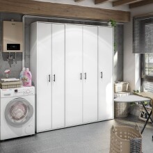 Mehrzweckschrank >LAUNDRY< 2 Türen, 2 Böden, Artik Weiß - 60x206x40 (BxHxT)