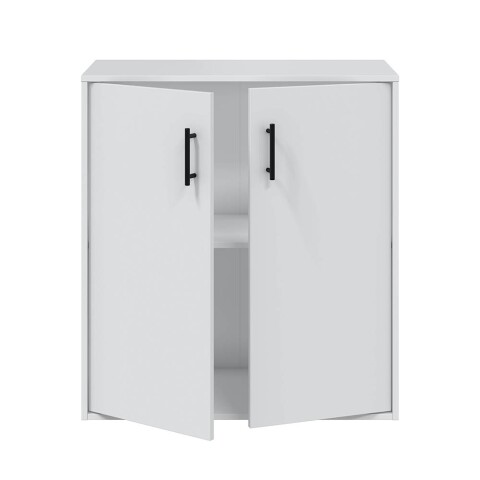 Kommode >LAUNDRY< 2 Türen, 1 Boden, Artik Weiß - 80x88x40 (BxHxT)