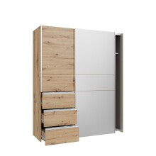 Schiebetürenschrank >WINN 2< 3 Schübe, 2 Stangen, Artisan Eiche Dekor - 170,3x200,5x61,2cm (BxHxT)