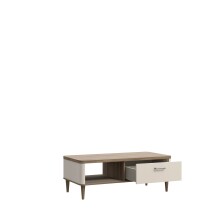 Couchtisch >LACETTI< Schublade, Valencia Eiche Dekor / sandfarbig  - 120x43,7x60 (BxHxT)