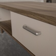 Couchtisch >LACETTI< Schublade, Valencia Eiche Dekor / sandfarbig  - 120x43,7x60 (BxHxT)