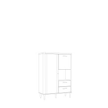 Highboard >LACETTI< in Valencia Eiche Dekor / sandfarbig - 100,1x142,9x41,2cm (BxHxT)