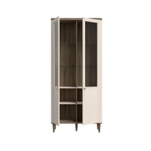 Stauraumvitrine >LACETTI< in Valencia Eiche Dekor / sandfarbig - 90,1x200,5x41,2cm (BxHxT)