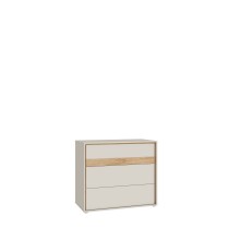 Schubkastenkommode >WEXLIN< 3 Schübe, sandfarbig / Mauvella Eiche Dekor - 96,3x84,1x50,2 (BxHxT)