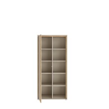 Hochschrank >WEXLIN< 8 Böden, sandfarbig / Mauvella Eiche Dekor - 76,3x164,9x50,2cm (BxHxT)