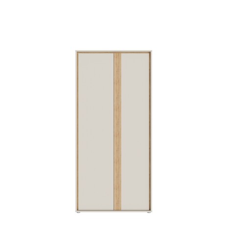 Drehtürenschrank >WEXLIN< 5 Böden, sandfarbig / Mauvella Eiche Dekor - 91,3x193,7x60cm (BxHxT)
