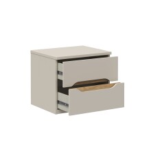 Nachtkommode >EDWAL< 2 Schübe, Sand / Mauvelle Eiche - 50,4x44,3x41,5cm (BxHxT)