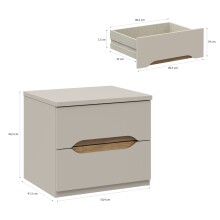 Nachtkommode >EDWAL< 2 Schübe, Sand / Mauvelle Eiche - 50,4x44,3x41,5cm (BxHxT)