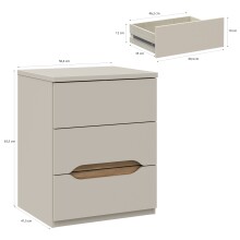 Nachtkommode >EDWAL< 3 Schübe, Sand / Mauvelle Eiche - 50,4x63,5x41,5cm (BxHxT)
