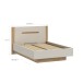 Stauraumbett >EDWAL< Lift-Lattenrost, sandfarbig / Eiche Dekor - 156,2x105,7x206,6cm BxHxT