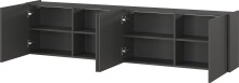 Hängeschrank >PIANA< 4 Türen, 8 Fächer, Graphit - 183x45x25cm (BxHxT)