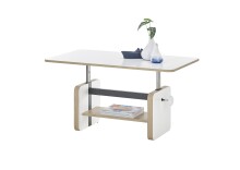 Couchtisch >Astana< höhenverstellbar, weiß, Artisan Eiche Dekor - 110x41/57x65cm (BxHxT)