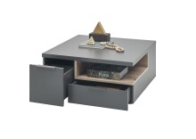 Couchtisch >Enna< 2 Schübe, dunkelgrau, Rima Oak, Span - 80x35x80cm (BxHxT)